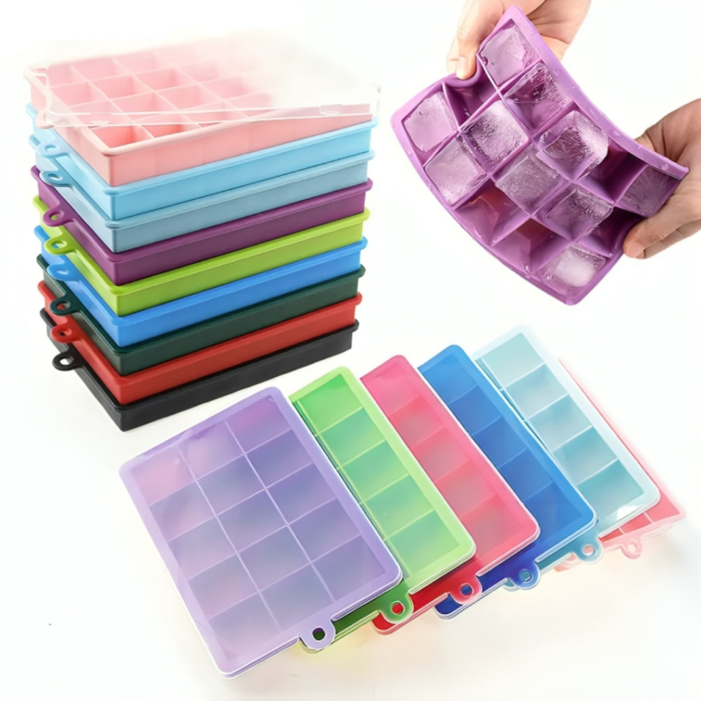 Forma de Fazer Gelo 24, 36 Cubos Molde Silicone Livre Bpa Com Tampa Empilhavel Com Tampa de Silicone