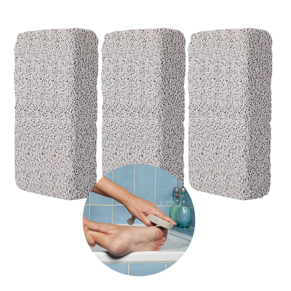 Kit 3 Pedra Pomes Limpeza de Pele Pés Mãos Esfoliação Rachaduras Calos Enox 10×5cm