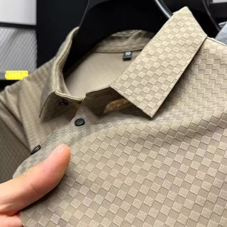 High-End gelo seda camisa de manga curta masculina 2025 verão polo fino camisa de secagem rápida gola Polegada roupas na