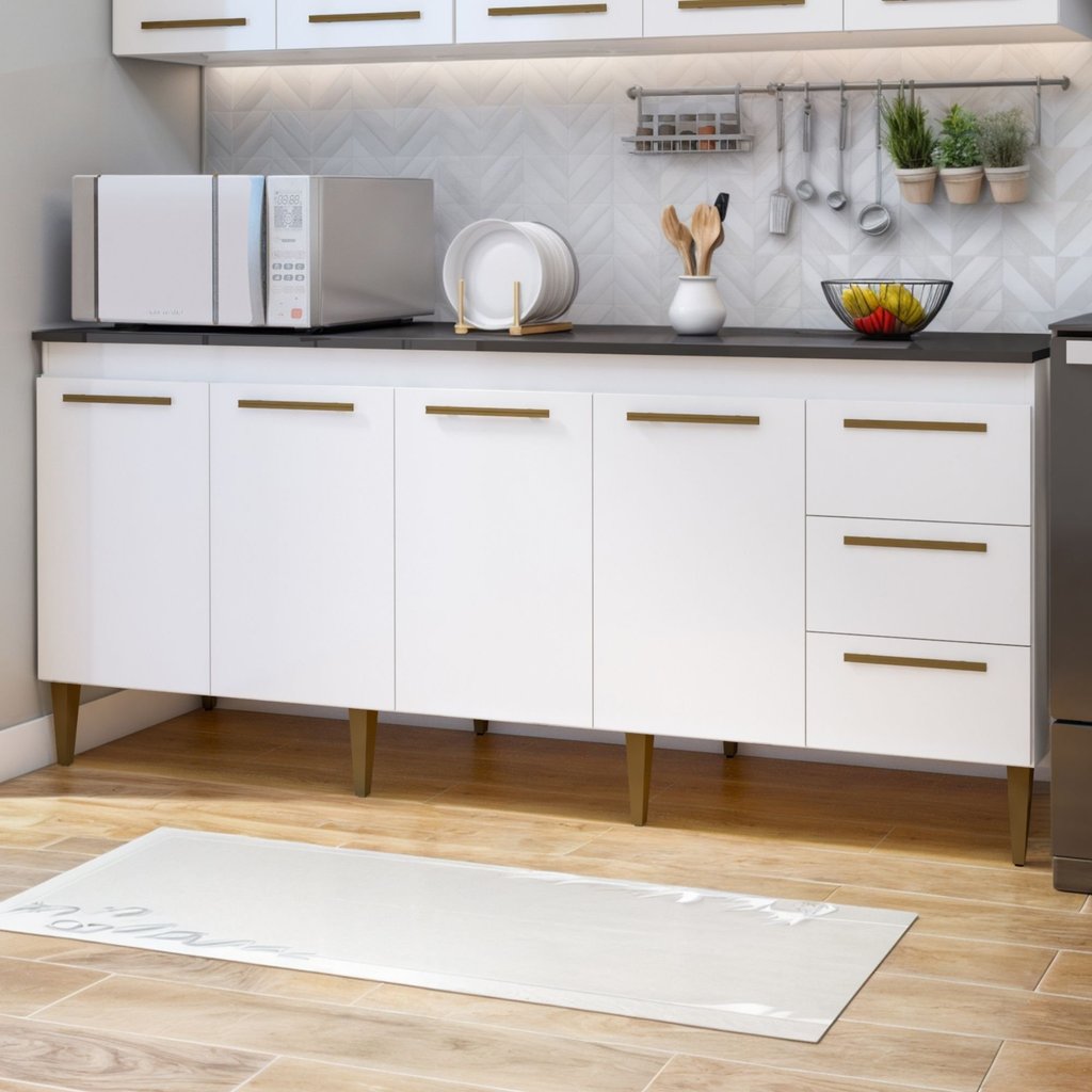 Balcão Atenas 4 Portas e 3 Gavetas  Branco