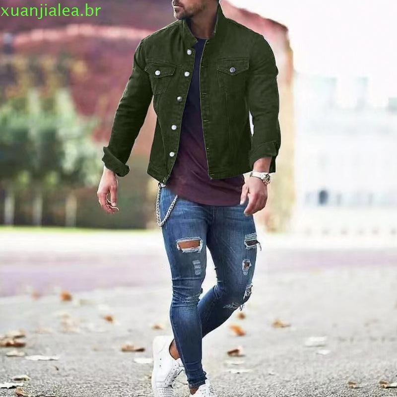 Hip-hop Jaquetas Jeans Masculinas Streetwear Algodão Casual Clássico Slim Jeans Casaco Masculino Roupas de Marca Cowboy