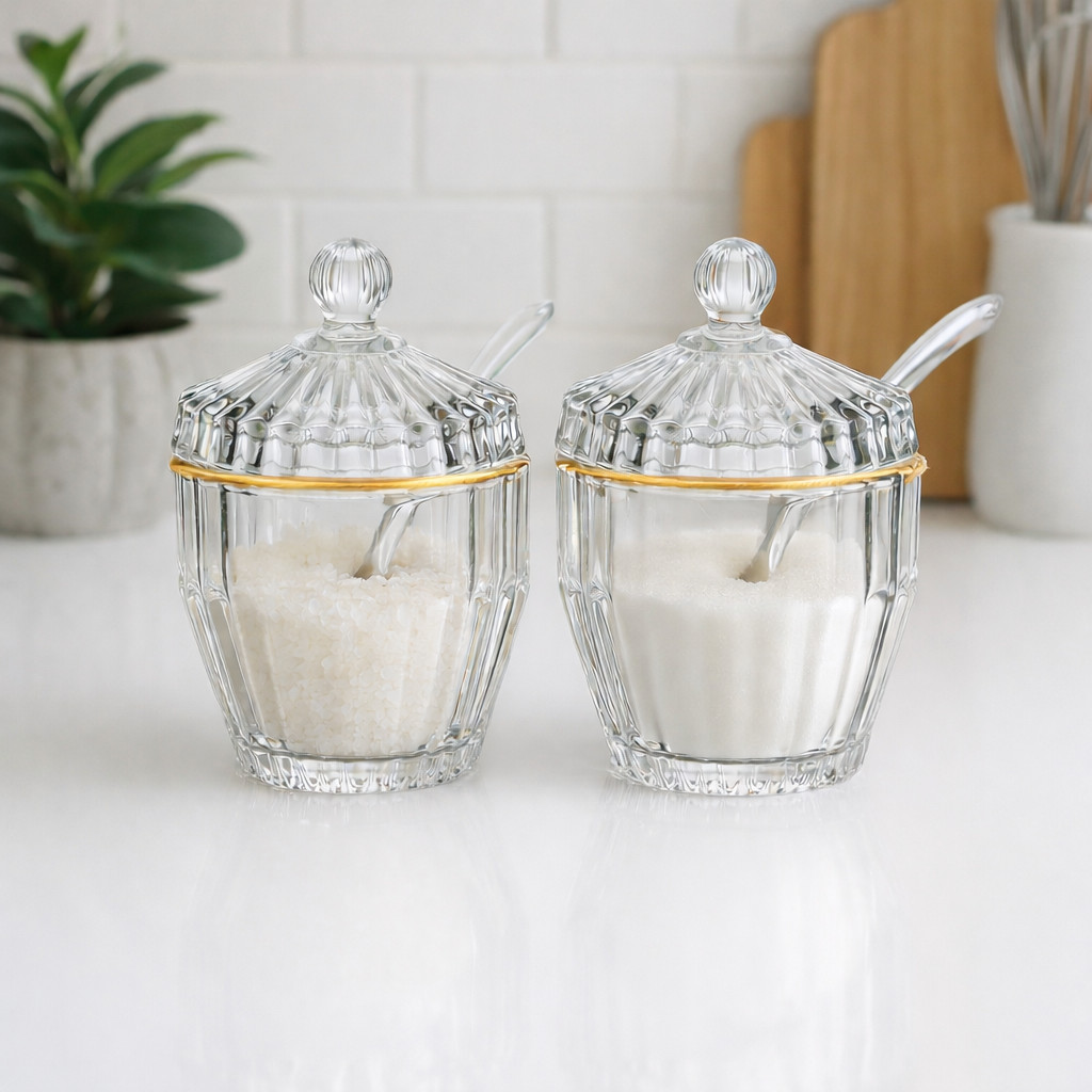 Açucareiro de Cristal Fio de Ouro Porta Açúcar Decorativo Para Mesa Posta Cozinha Luxo 11Cm em Oferta na Shopee