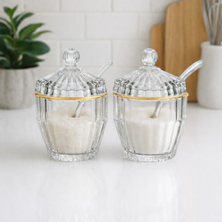 Açucareiro de Cristal Fio de Ouro Porta Açúcar Decorativo Para Mesa Posta Cozinha Luxo 11Cm em Oferta na Shopee