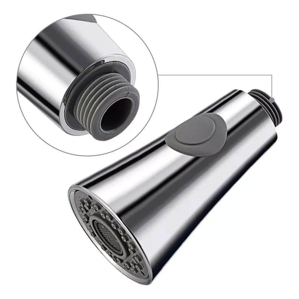 Cabeça Bico Torneira Gourmet Cozinha 2 Funções Puxe Spray Arejador Duchinha Cromado Brilhante