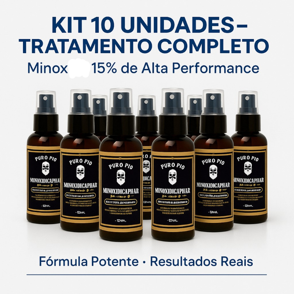 KIT com 5 e 10 Tônico Capilar 15% Anti Queda Crescimento Poderoso Barba Cabelo Sobrancelha Bigode a