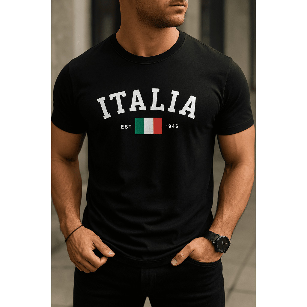 Camiseta Masculina Camisa Estampada Itália Street 100% algodão Básica