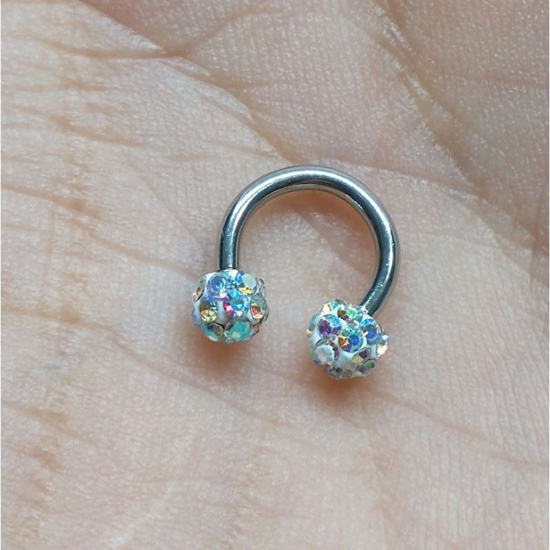 Piercing Ferradura 8mm C/ Strass Smile Septo Nariz Mini Strass Cristal e Furta-Cor