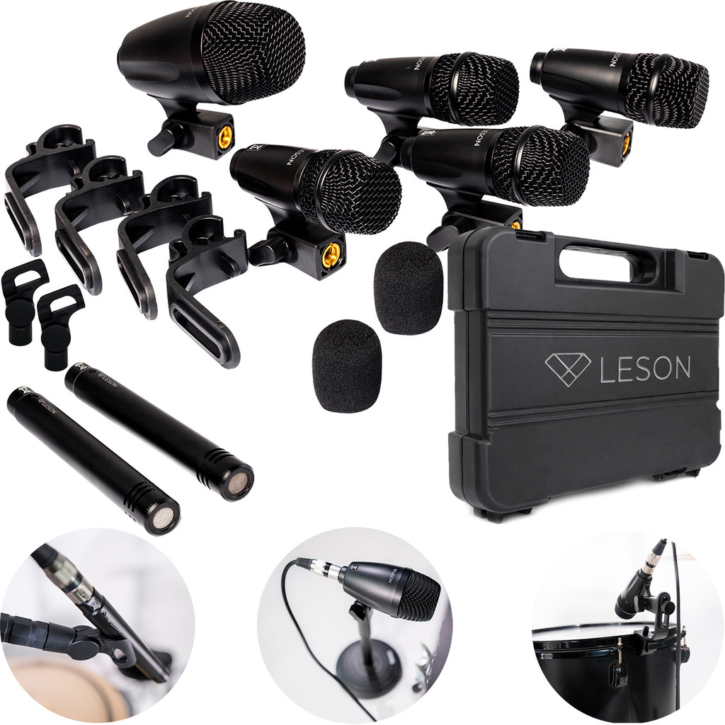 Kit Microfone Bateria Leson Ldm507 7 Peças Percussão Maleta em Oferta na Shopee