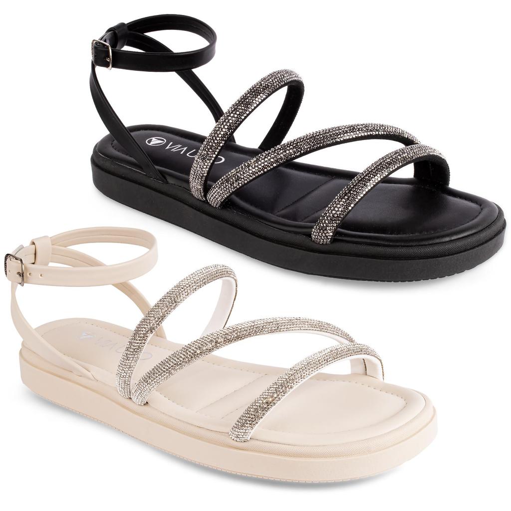 Sandália Via Uno Flatform Strass Brilhante Original 885002