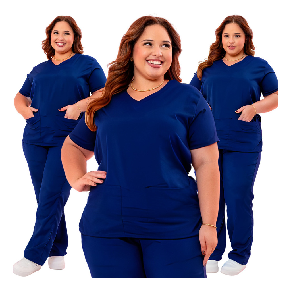 Pijama Cirúrgico Feminino Plus Size Scrub Com Elastano Luxo em Oferta na Shopee