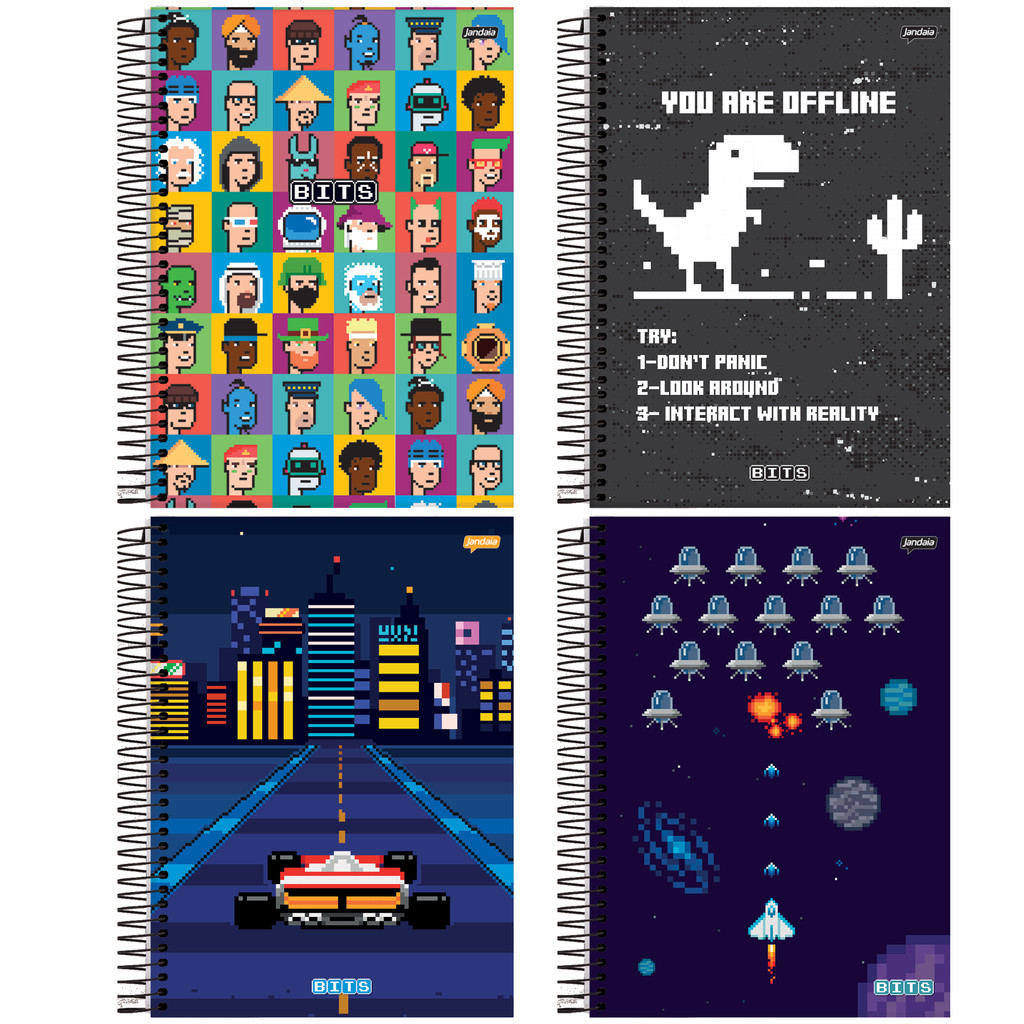 Caderno 1 Matéria 80 Folhas Bits Jandaia -  4 Un Sortidas