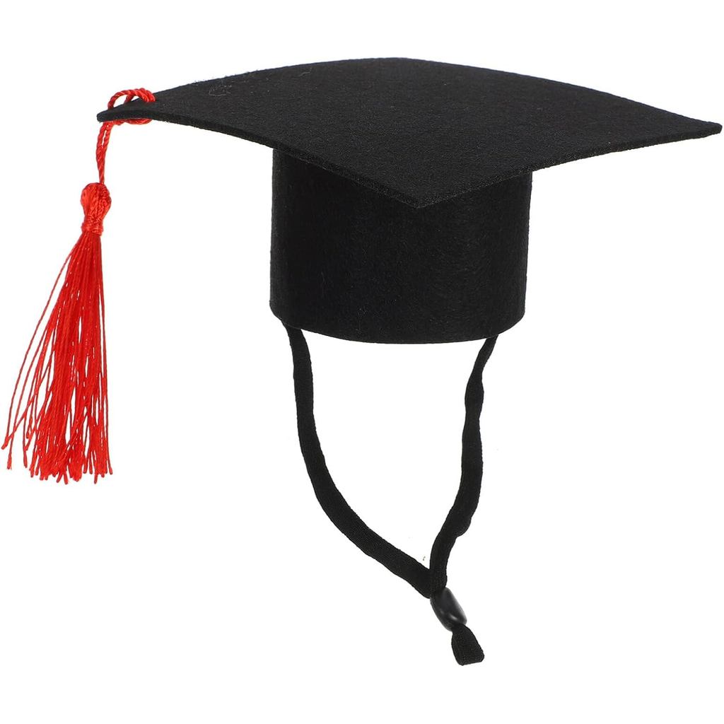 ABOOFAN Mini Chapéu de Graduação para Pequenos Animais com Franja Vermelha, Chapéu de Médico Leve, Roupas para Animais d