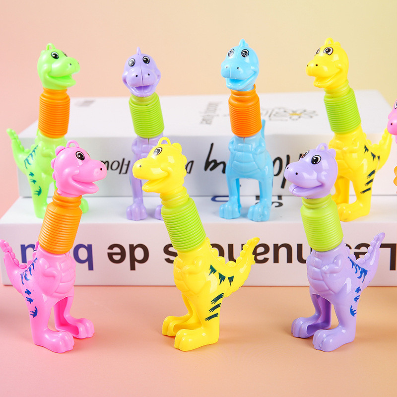 Variedade dinossauro tubo retrátil brinquedo ventilação alongamento tubo descompressão educacional brinquedo das criança