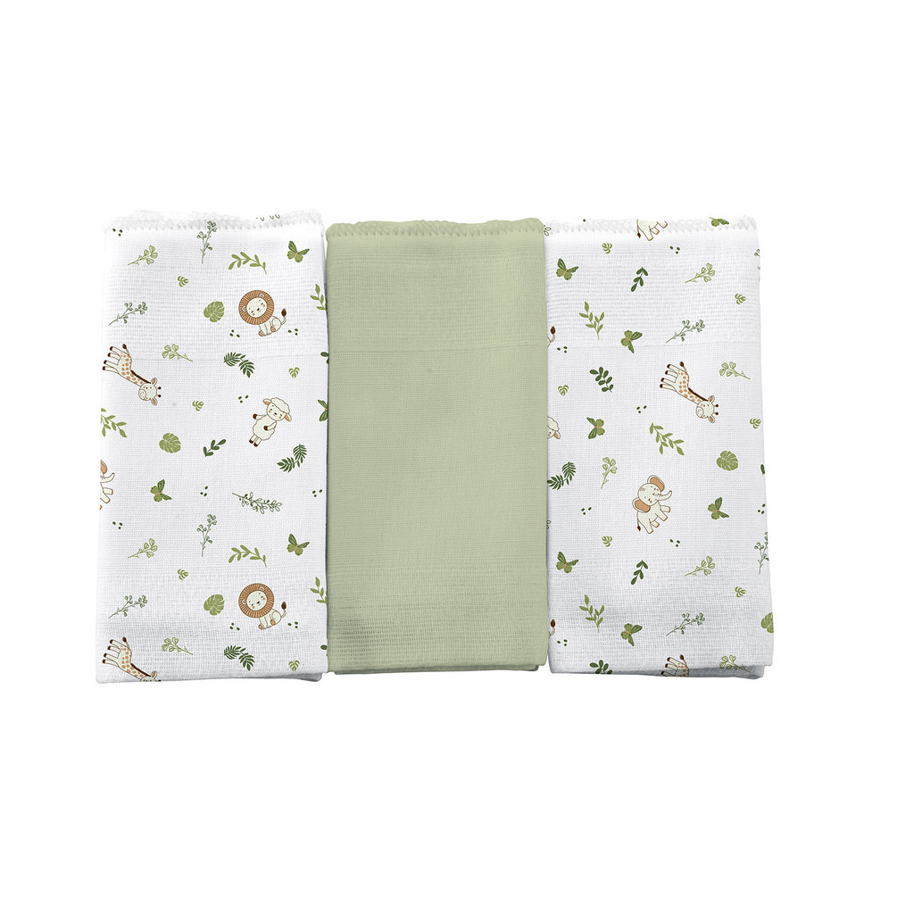 Pano de Boca para Bebê 3 Unidades 34 cm x 40 cm Bercinho