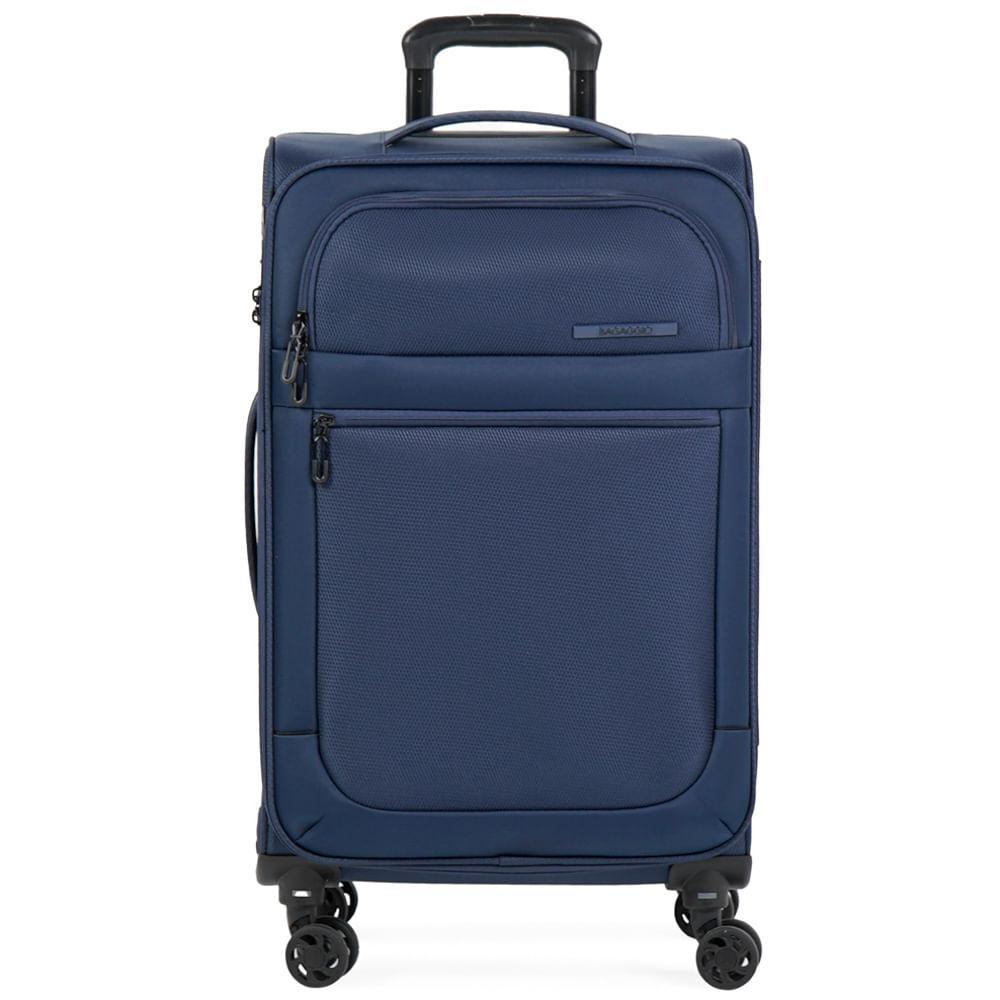 Mala Média 23kg Poliéster 4 Rodas 25,5" Edimburgo Azul em Oferta na Shopee