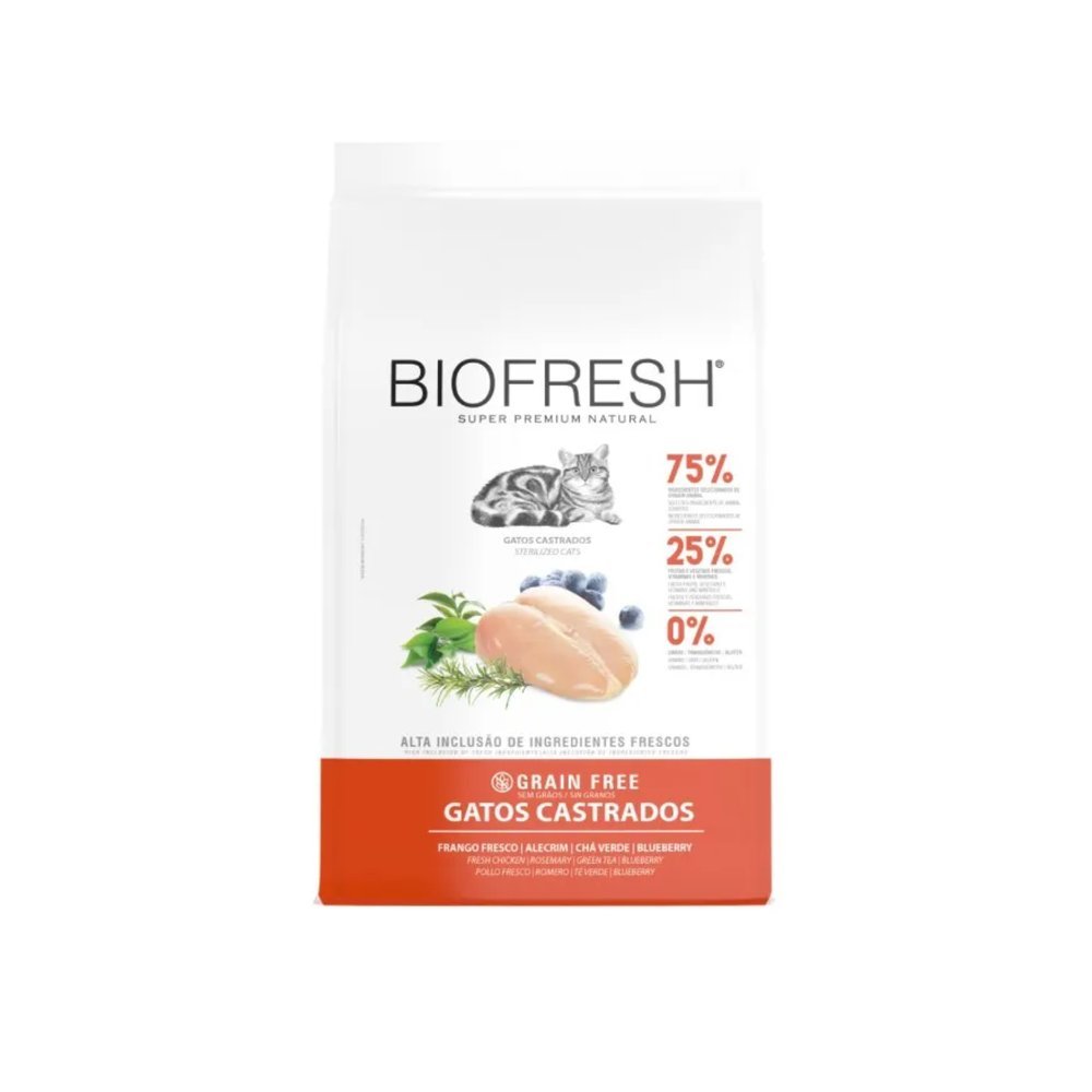 Ração Biofresh Grain Free para Gatos Castrados Sabor Frango 1,5kg