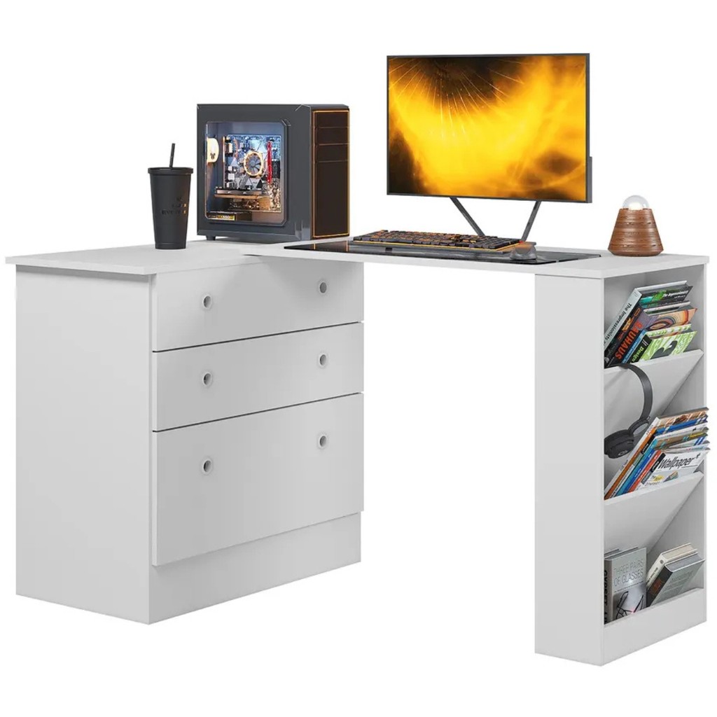 Cômoda Gamer 3 Gavetas com Mesa Giratória MDP Qmovi