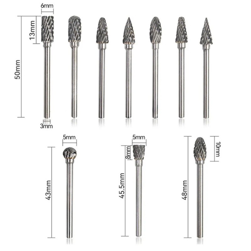 Kit 10 Limas Rotativas Metal Duro Escarear Aço Madeira — imagem 2 de 2