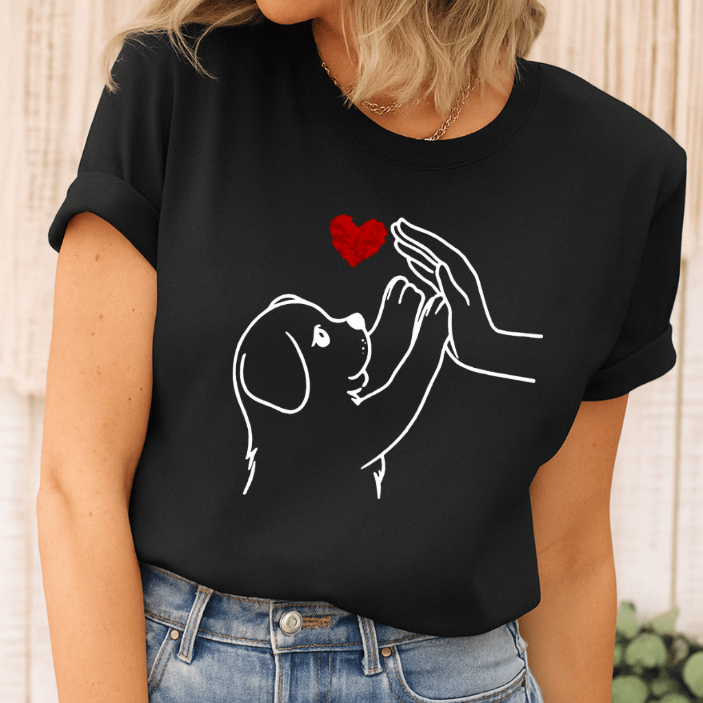 Camiseta Feminina Estampado com Love Dog T-shirt Estampada 100% Algodão Caimisa