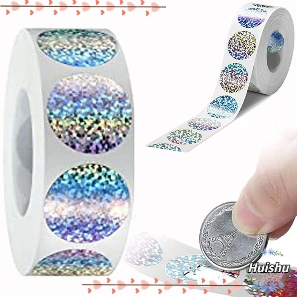 HUISHU Raspadinha Adesivos Redondos Mensagem De Amor Holograma A Laser Pontos De Faça Você Mesmo Bilhete De Loteria