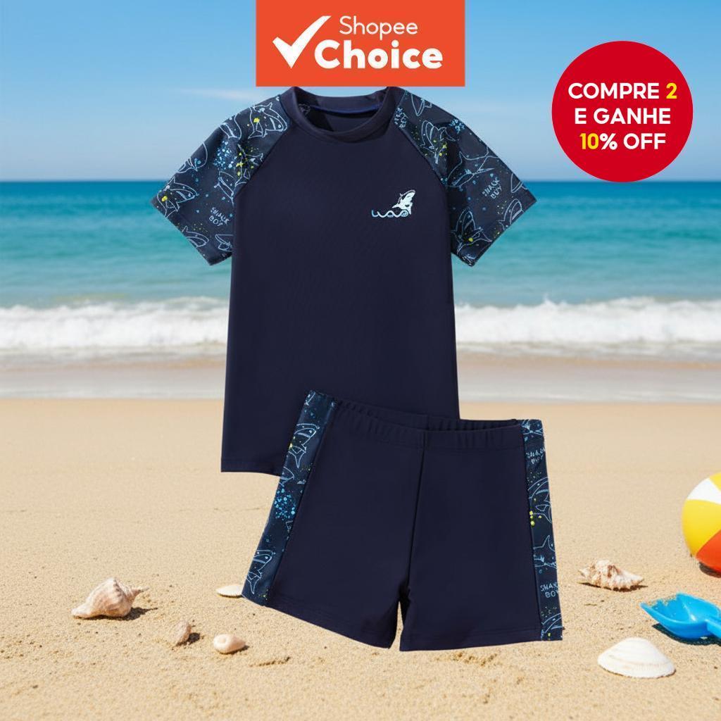 Conjunto de Roupa de Natação UPF 50+ para Meninos | Maiô de Duas Peças de Secagem Rápida | Proteção Solar para Piscina
