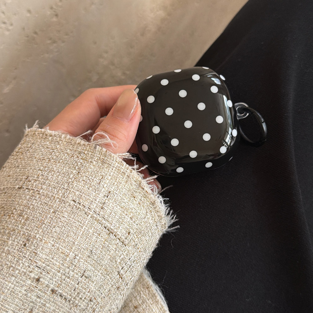 Preto Branco Bolinhas Com Chaveiro Caso De Fone De Ouvido Para Samsung Galaxy Buds 3 4 Pro Casos 2 Live FE Core Capa Mac