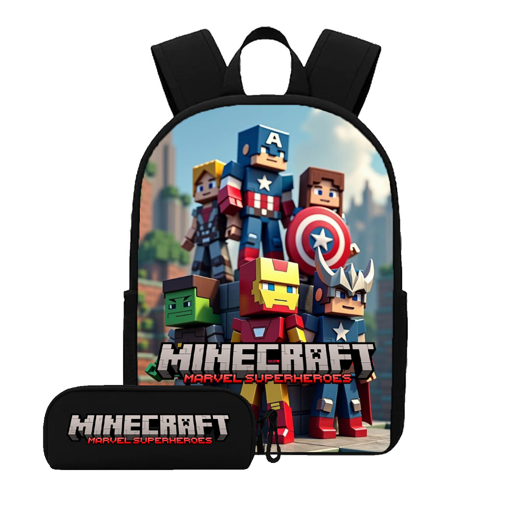 Kit Escolar Completo Infantil Minecraft Mochila + Estojo