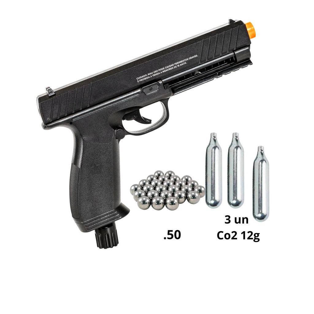 Pistola Paintball CO2 Rossi Vesta .50 10,5J + 3 CO2 + 25 Esferas · foto 2