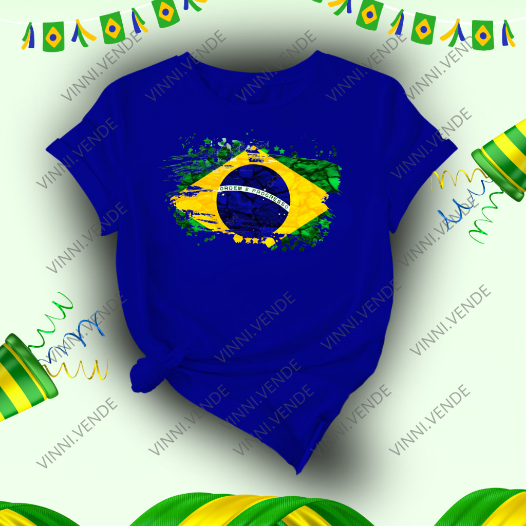 Camiseta Bandeira do Brasil Nacional Blusa 100% Algodão Unissex Copa do Mundo 2026