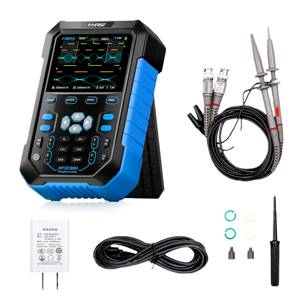 Osciloscópio Digital FNIRSI Portátil DPOX180H Azul em Oferta na Shopee