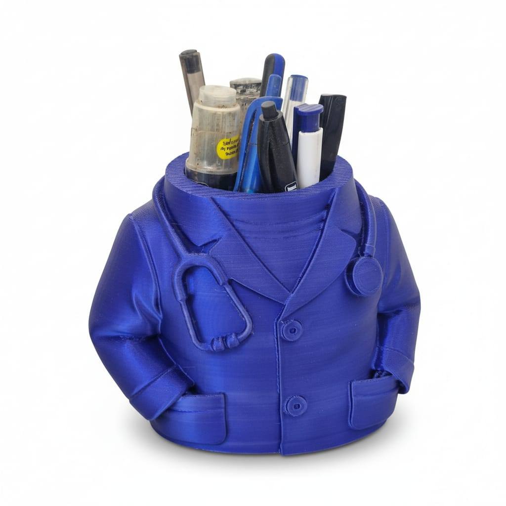 Porta Lápis 3D Jaleco Médico Com Estetoscópio Organizador Decorativo Mesa Consultório