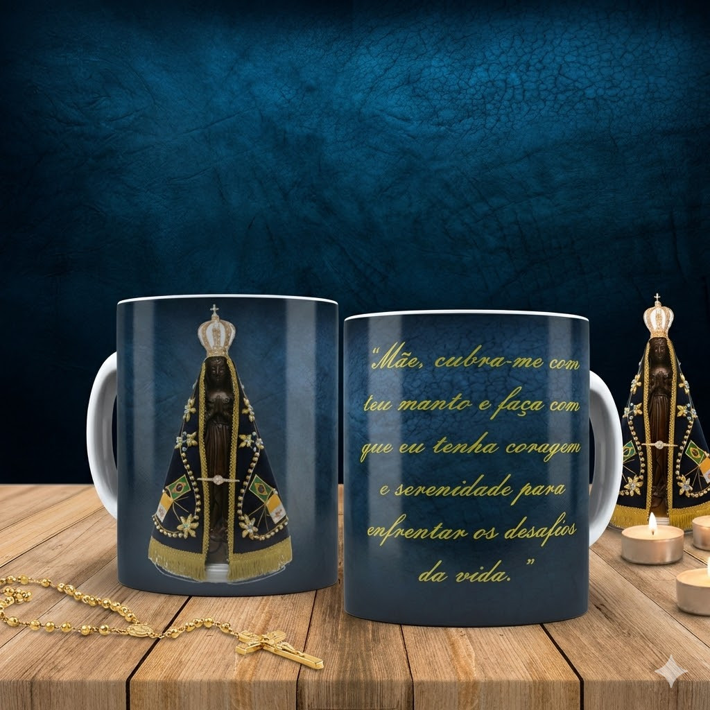Caneca presente  especial- religiosa, católica, Mãe Aparecida, Nossa senhora Aparecida padroeira do brasil natal