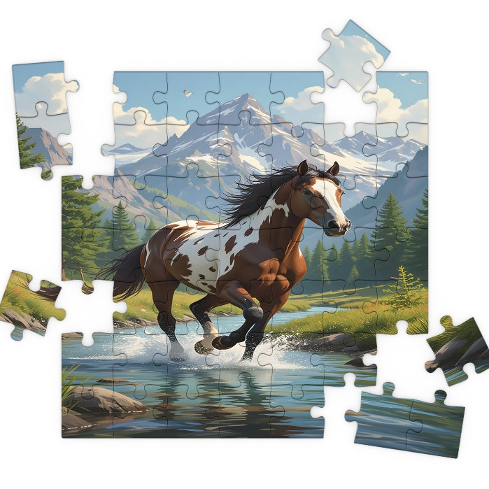 Quebra Cabeça MDF Cavalos Paisagem Montanha 100 Peças Puzzle em Oferta na Shopee