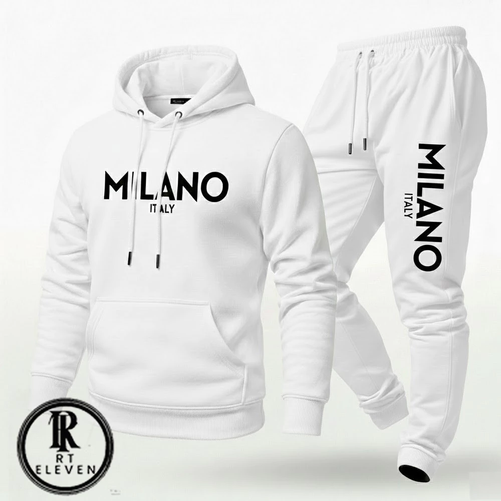 Conjunto Moletom Unissex Estampado Milano Italy Calça Moletom e Blusa Com Capuz Bolso Canguru Lançamento 2026 Linha RT — imagem 1