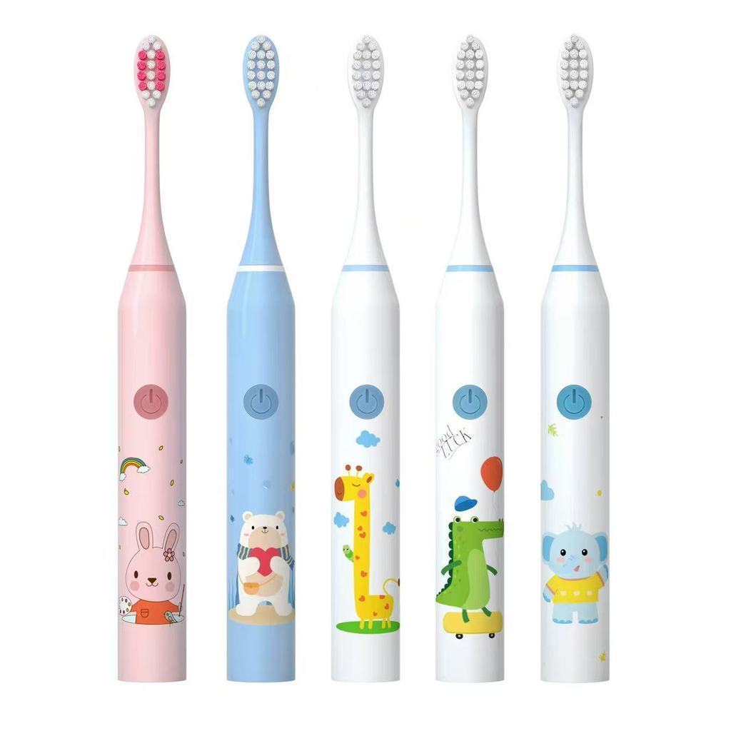 Escova Dental Elétrica Ultra-Sônica Para Crianças Acústica Onda Fofa Cabelos Suaves Dupla Face Limpa Cuidados - XL