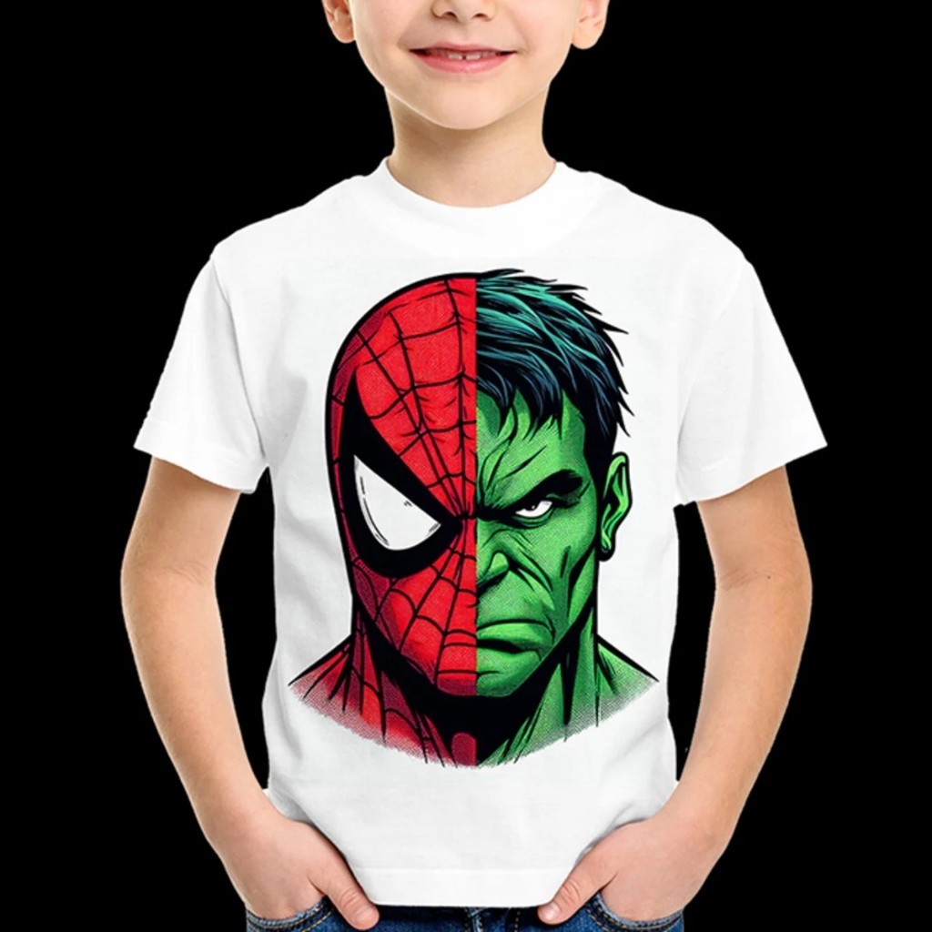 Camiseta camisa Infantil - Hulk e Homem Aranha algodão Heróis em Oferta na Shopee