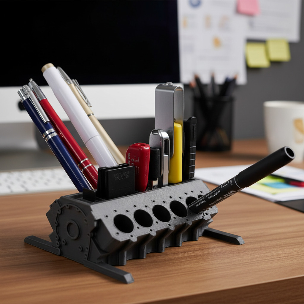 Porta Lápis Caneta Motor V6 Pen Drive SSD Cartão de Memória - Miniatura 2