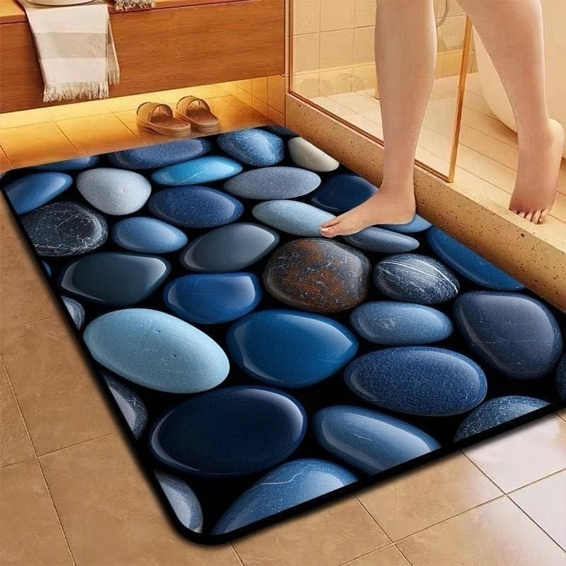 Tapete Banheiro Box Antiderrapante Secagem Rápida Piso Absorvente Carpete Estampado Pano Chão