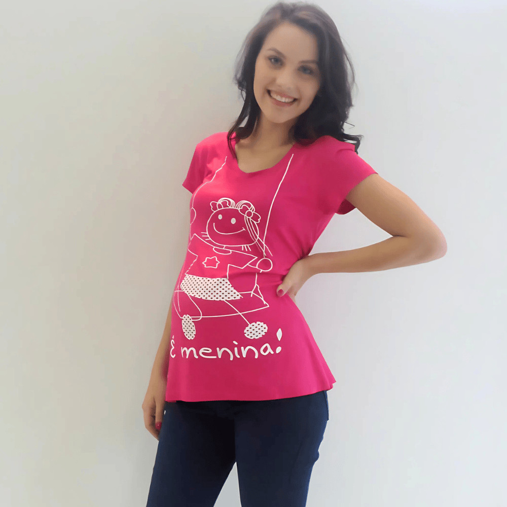 Blusa Gestante Temática 'É Menino É Menina'