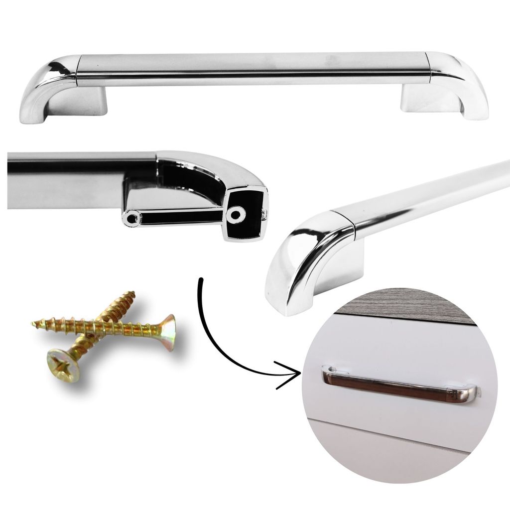 Kit c/3 Puxadores Tarsila 160/224mm para Armários e Móveis Cromado e Parafusos em Oferta na Shopee