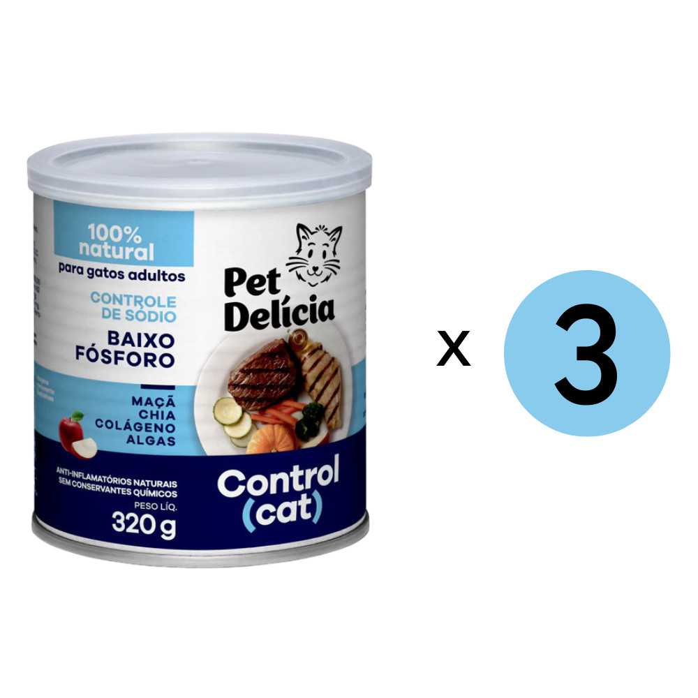 Kit 3 Ração Úmida Pet Delícia Gatos Control Cat - 320G em Oferta na Shopee