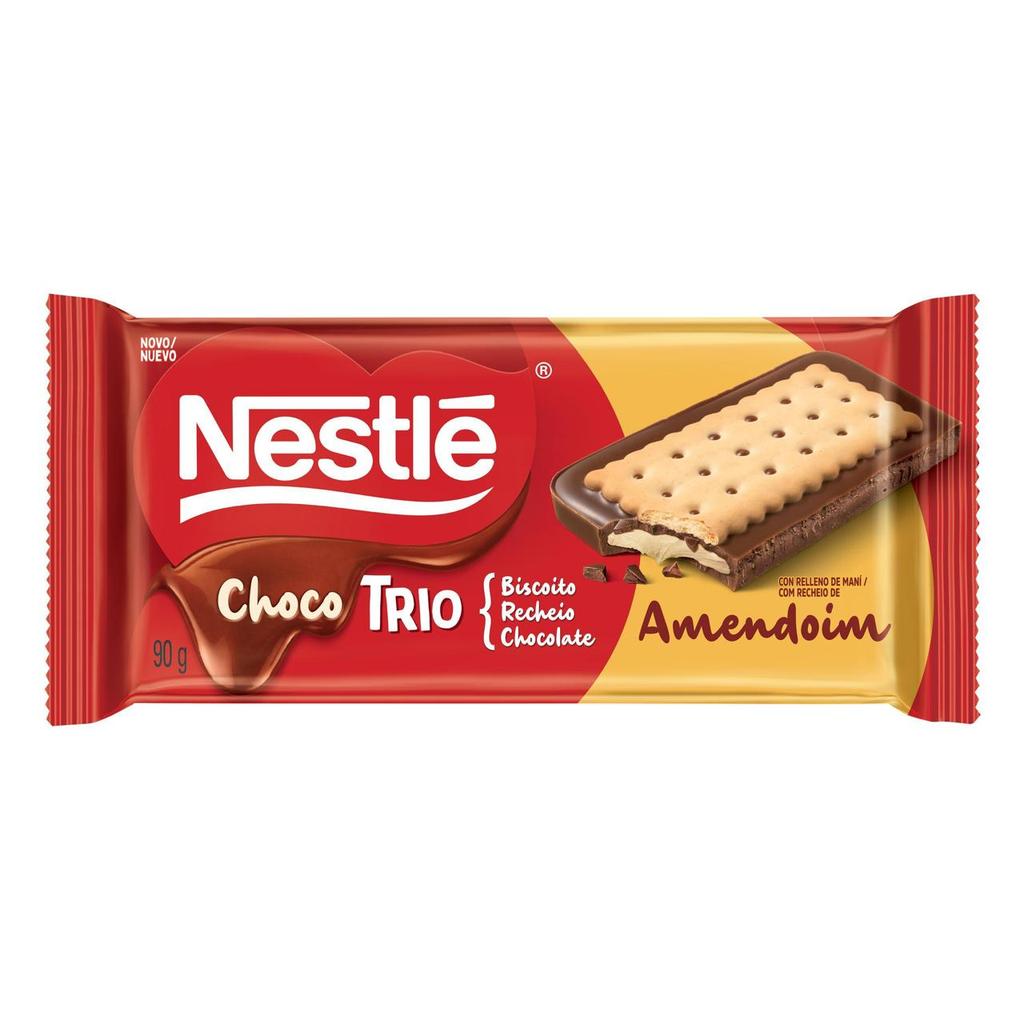 Chocolate Choco Trio Ao Leite C/ Recheio Amendoim E Biscoito 90g