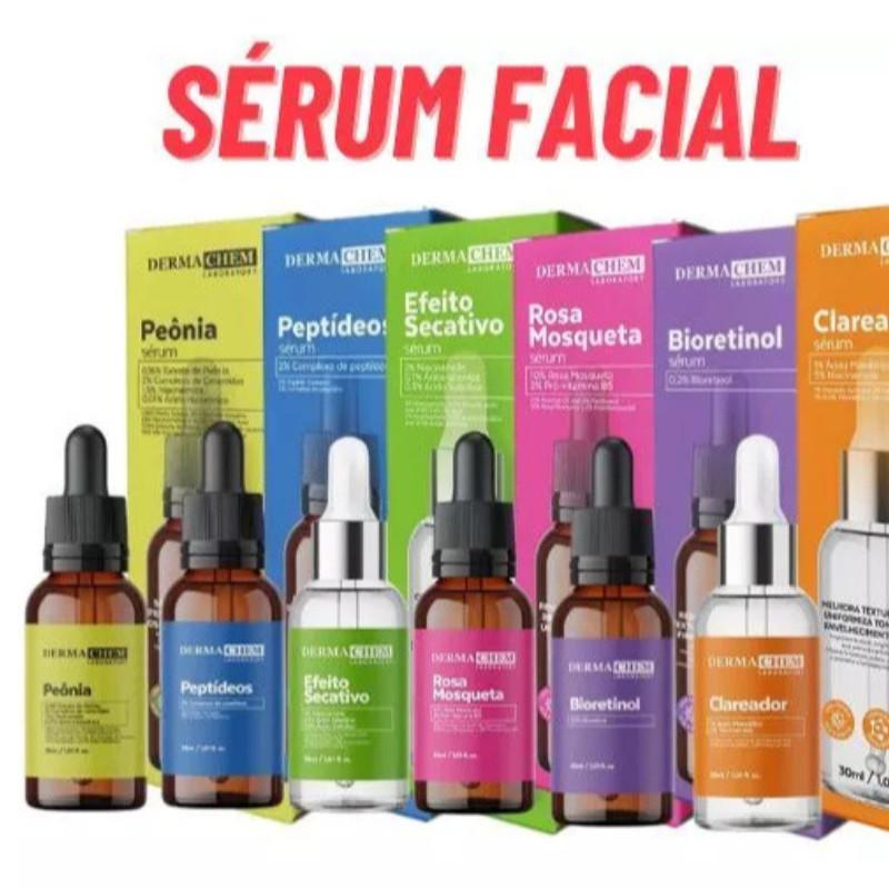 Sérum Clareador Peônia Peptideos Bioretinol Rosa Mosqueta Secativo Hyaluronic - 30ml Dermachem