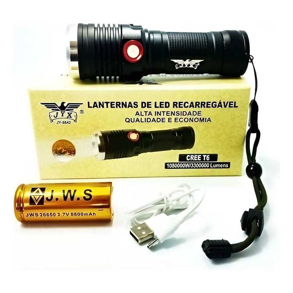 LANTERNA JYX 980  RECARREGAVEL SWAT C/2 BATERIA