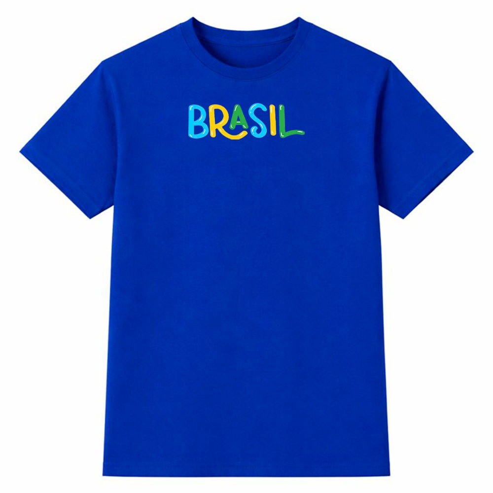 Camiseta Masculina 100% Algodão Camisa Brasil Alegre Futebol Copa do Mundo Torcida Casual