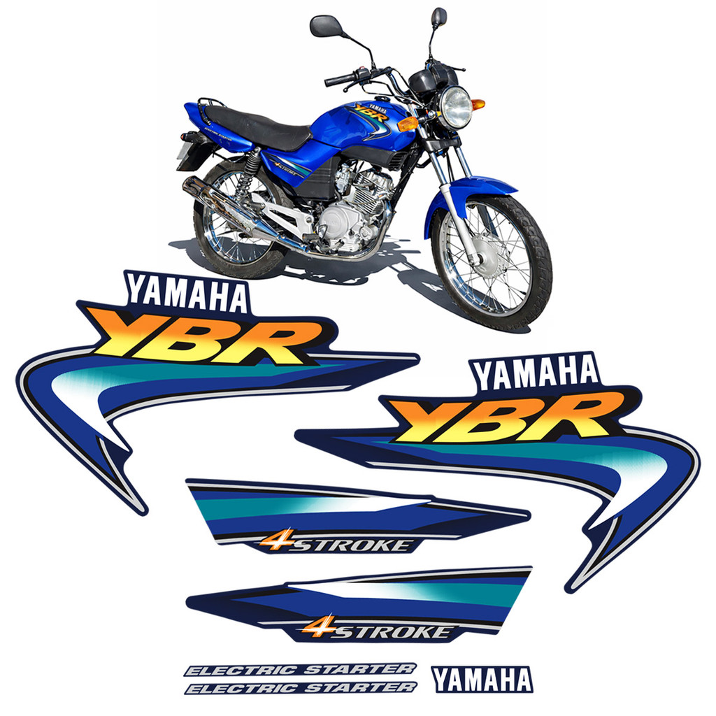 Kit Adesivos Para Yamaha Ybr 125 2003 Moto Azul Completo