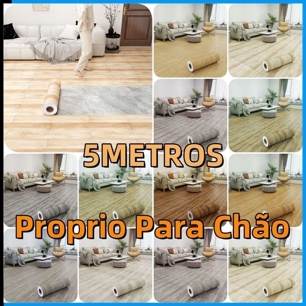 Adesivo Para Piso Pvc Textura De Madeira Autocolante 5mx61cm Varios Modelos Lindos Proprio Para Chão