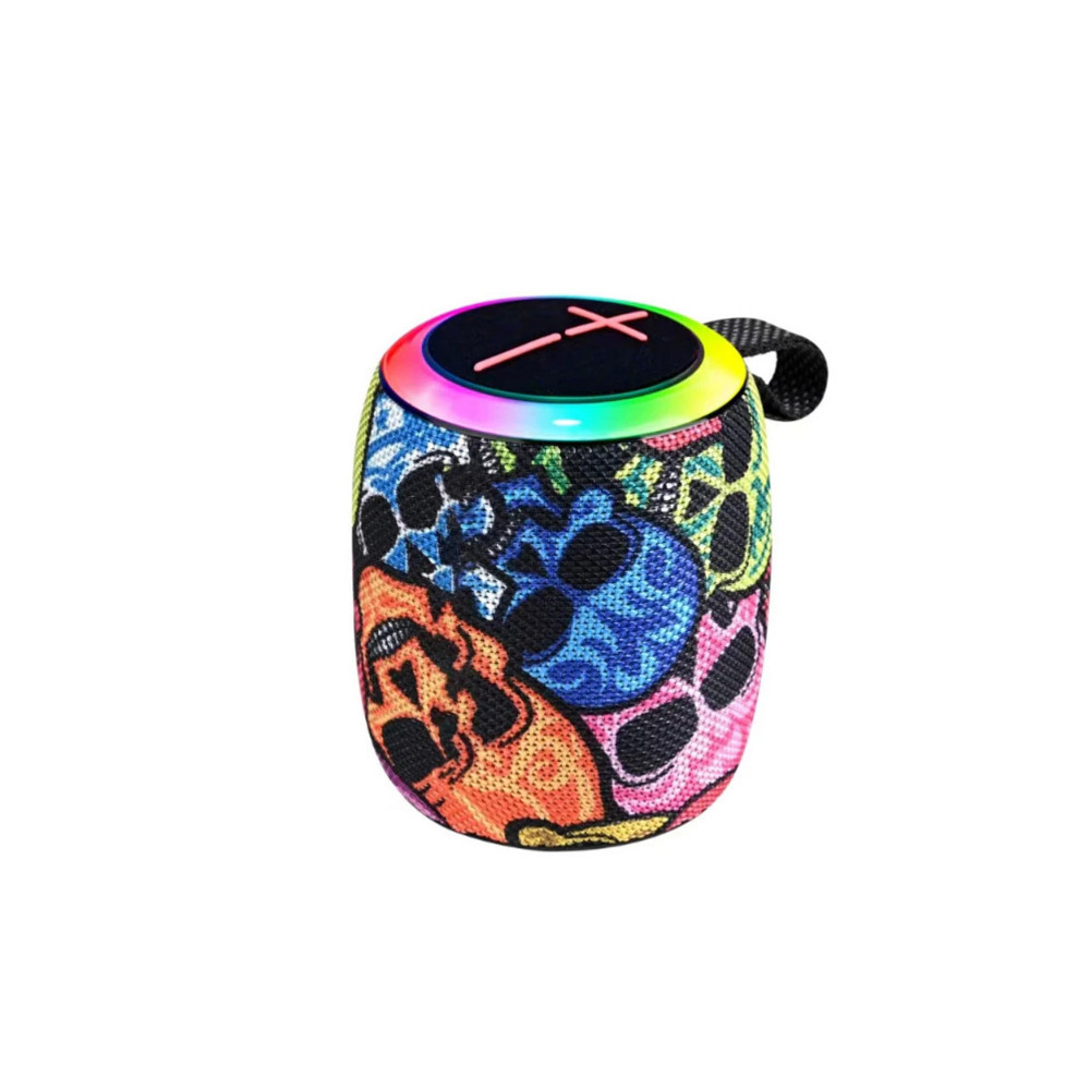 Caixa De Som TWS mini Speaker crânio Bluetooth RGB Portátil 10W usb/aux