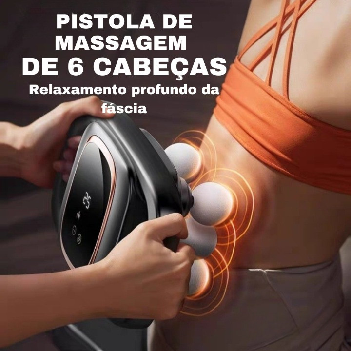 Pistola De Massagem Elétrica 6 Substituída Para Tecidos Profundos E Relaxamento Muscular