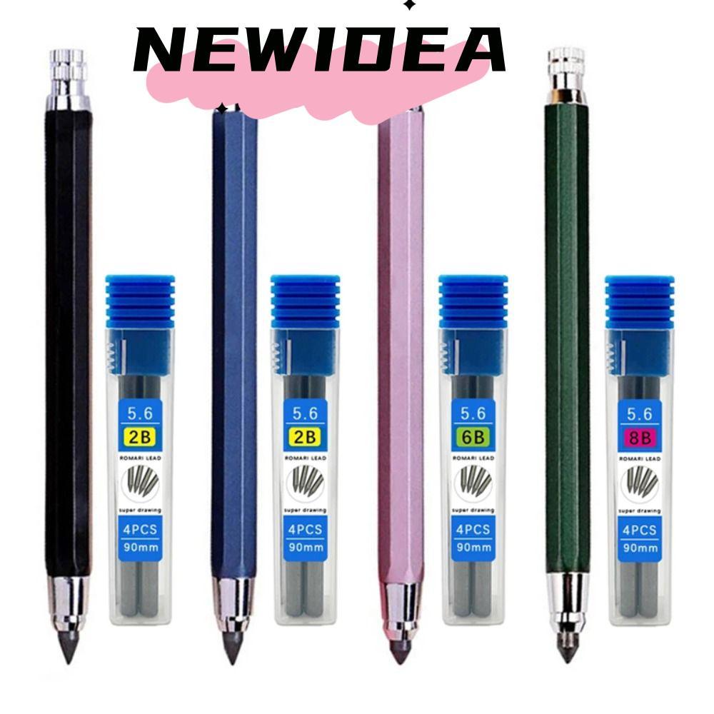 NEWIDEA Lápis Mecânico 5.6mm 2B/4B/6B/8B Recarga De Papelaria Quadrinhos Design Escrita Arte Pintura